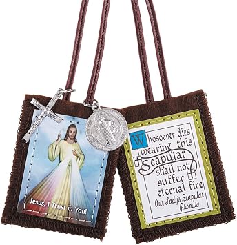 CB Catholic Christian Divine Mercy Jesus Christ Scapular W/Medals Our Ladys Scapular Promise