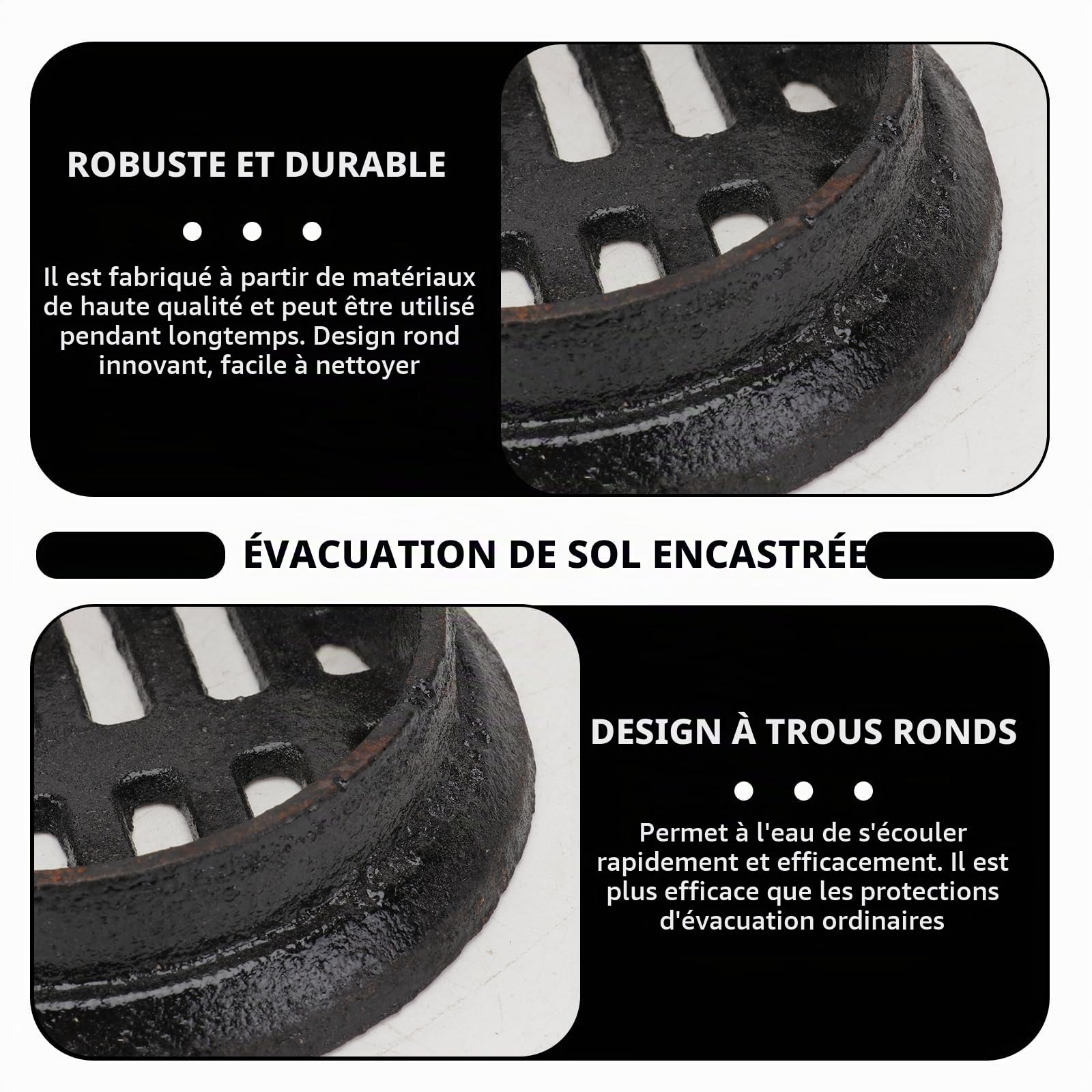 Veemoon 1pièce Couvercle De Drainage Fonte Intégré pour Évacuation Siphon De Sol pour Maison Et Jardin Design