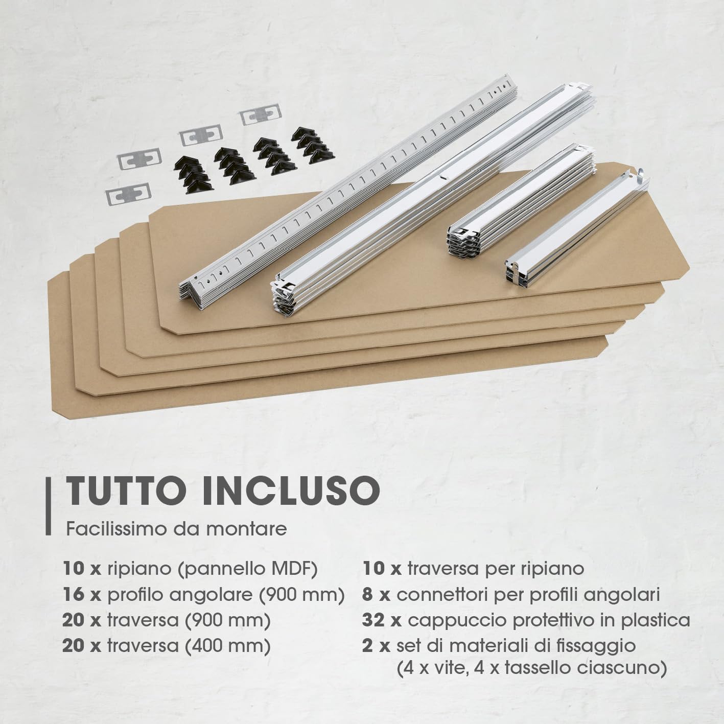 EASYmaxx Set di 2 scaffali per carichi pesanti, 180x90x40cm | 1750kg di portata, 175kg per livello | Scaffali per magazzini, cantine, banchi da lavoro | 10 Ripiani regolabili