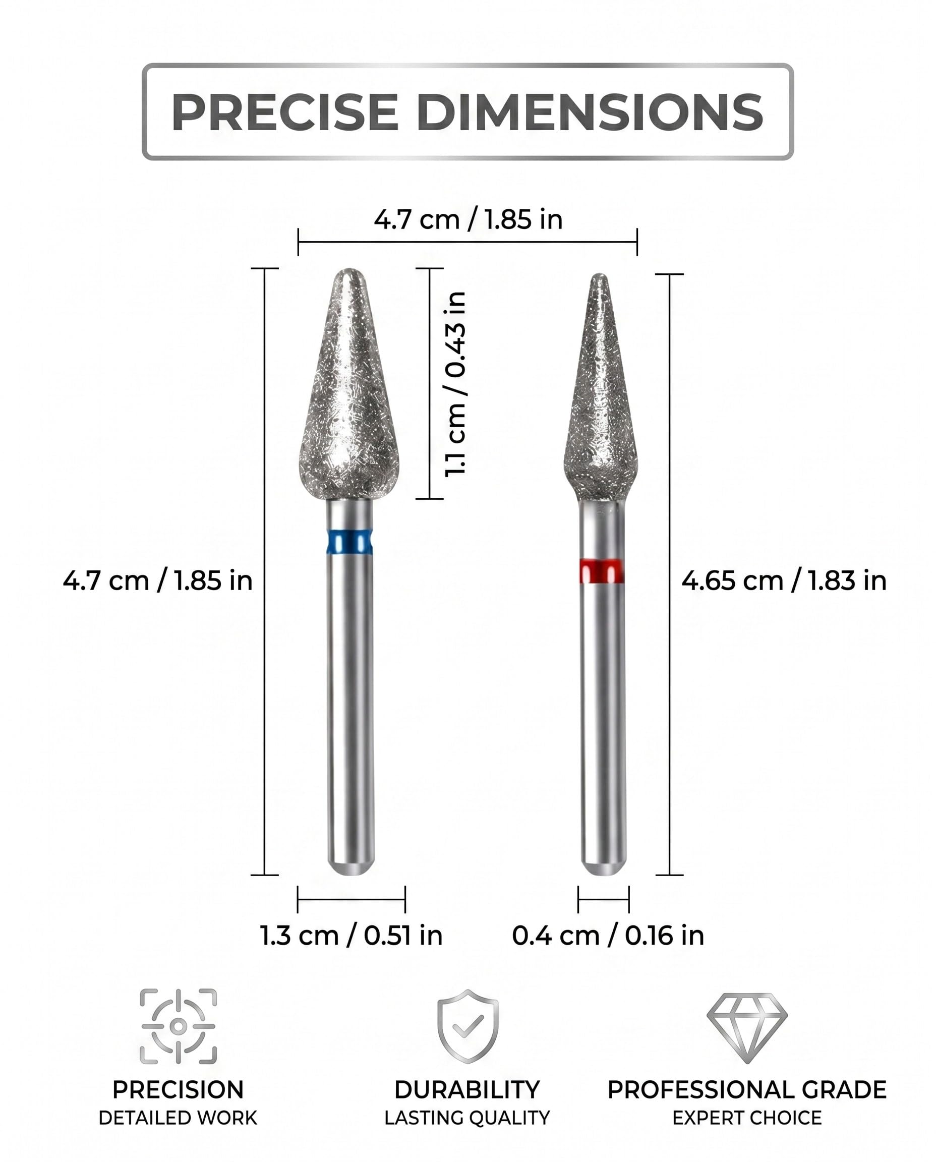 Punte Fresa Unghie 2 Pezzi - Carburo di Tungsteno per Gel & Acrilico. Rimozione Smalto Semipermanente, Manicure Russa e Preparazione Unghie Professionale.
