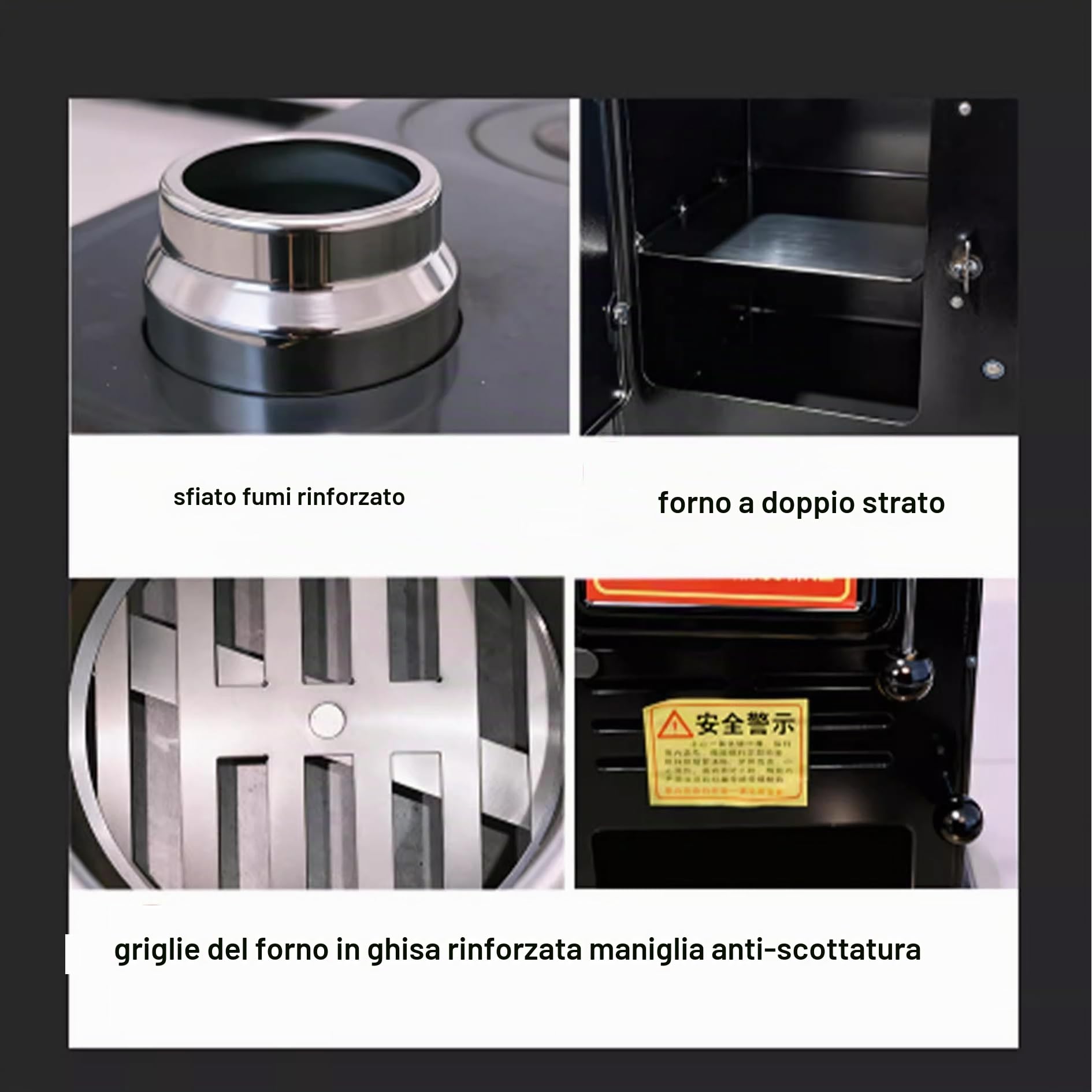 Stufa a legna con forno a riscaldamento rapido gassificazione combustione saldatura completa senza fumo per riscaldamento domestico interno e cottura