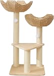 SHENGOCASE Petite tour de l'arbre de chat avec grand 17.7" Panier en osier de rotin, Lit de panier en nid tissé à la main, Perche de fenêtre pour les grands chats jusqu'à 25LBS