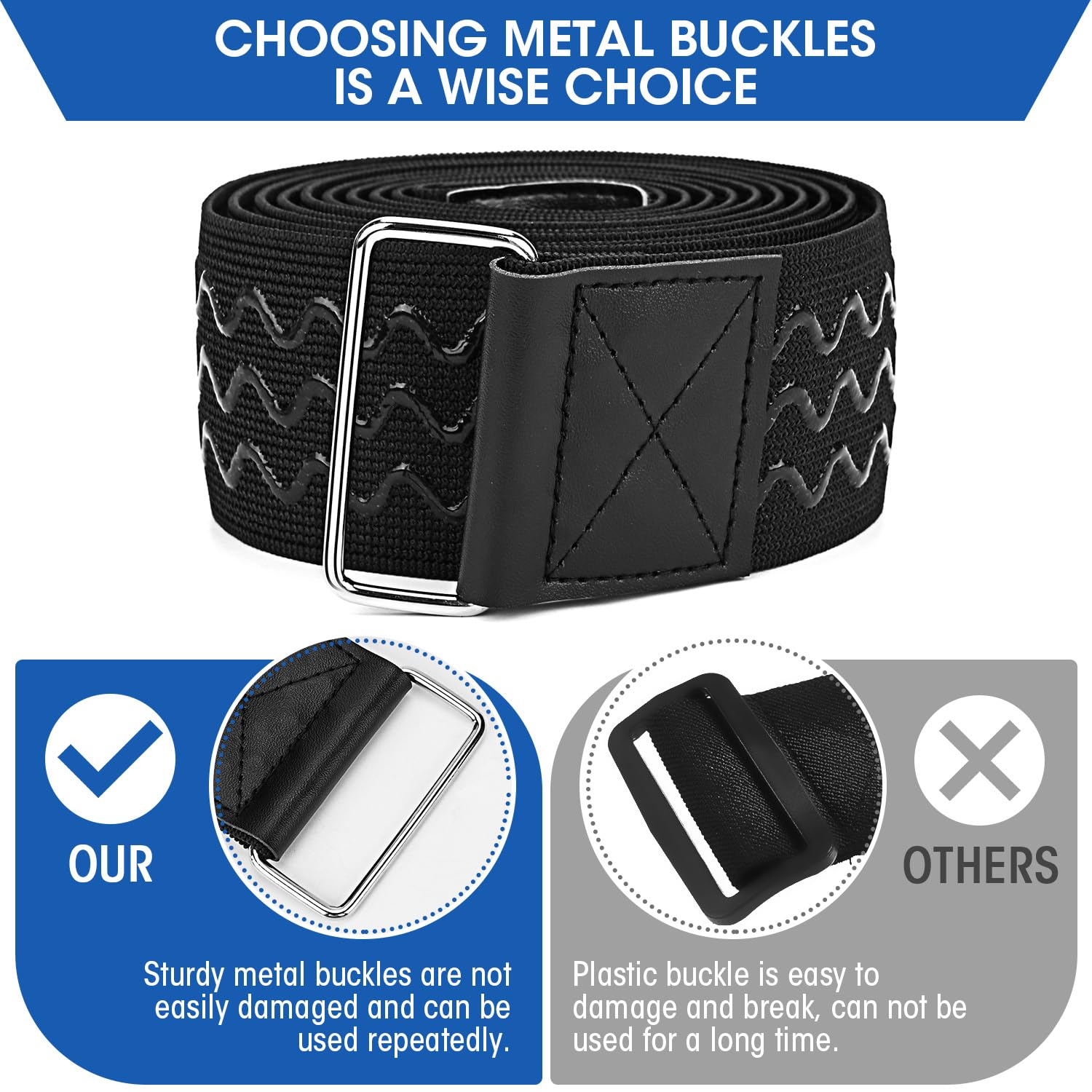 2Pcs 110 Inch Extra Long Floating Water Mat Straps, Water Pad Storage Straps with Anti-Slip Strips, Reusable Nylon Cinch Straps for Most Water Pad Mats, Black