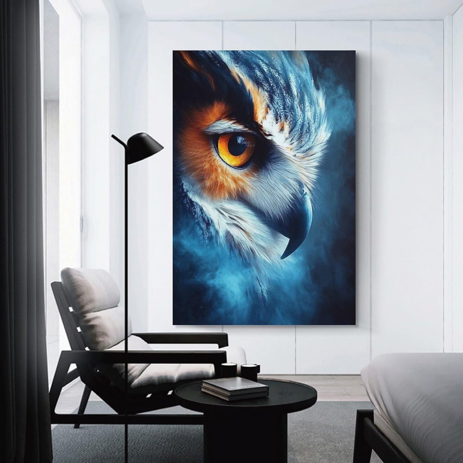 Close-up of An Owls Eye Wall Art Print 20x30inch(50x75cm), for Art Walls, Layered Displays Or Homes, Wall Decor Suited to Curated Displays