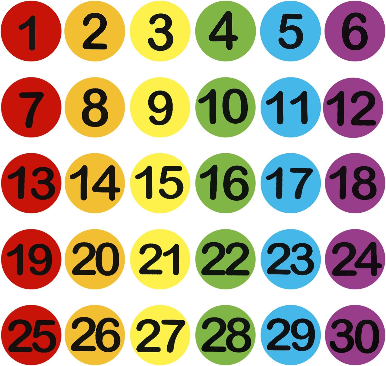 Outus 30 Pieces 6 Inch Classroom Floor Stickers Multicolor Classroom Spots for Line up Markers Self Adhesive Vinyl Stickers for Preschool and Kindergarten Elementary Teachers(Number Style)
