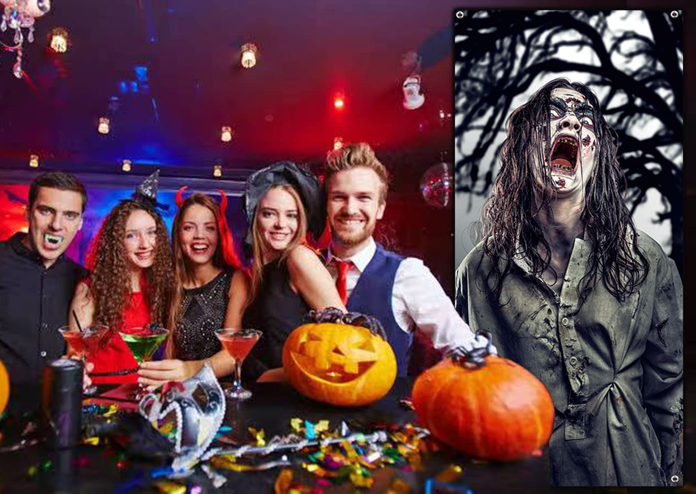 Vampire Halloween Door Frame Banner - Spooky Entrance Decor With Side Streamers