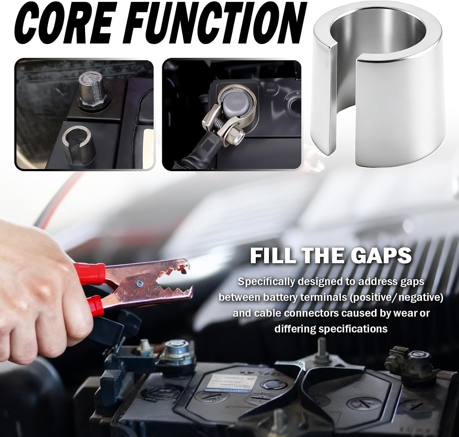1 Pair Car Battery Terminal Shims Set,Pure Lead Battery Post Shims for Positive & Negative Connection,Universal Automotive Batteries Terminal Sleeve Car Accessories