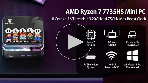 Amazon.com: chatreey Mini PC AMD Ryzen 7 7735HS 16GB DDR5
