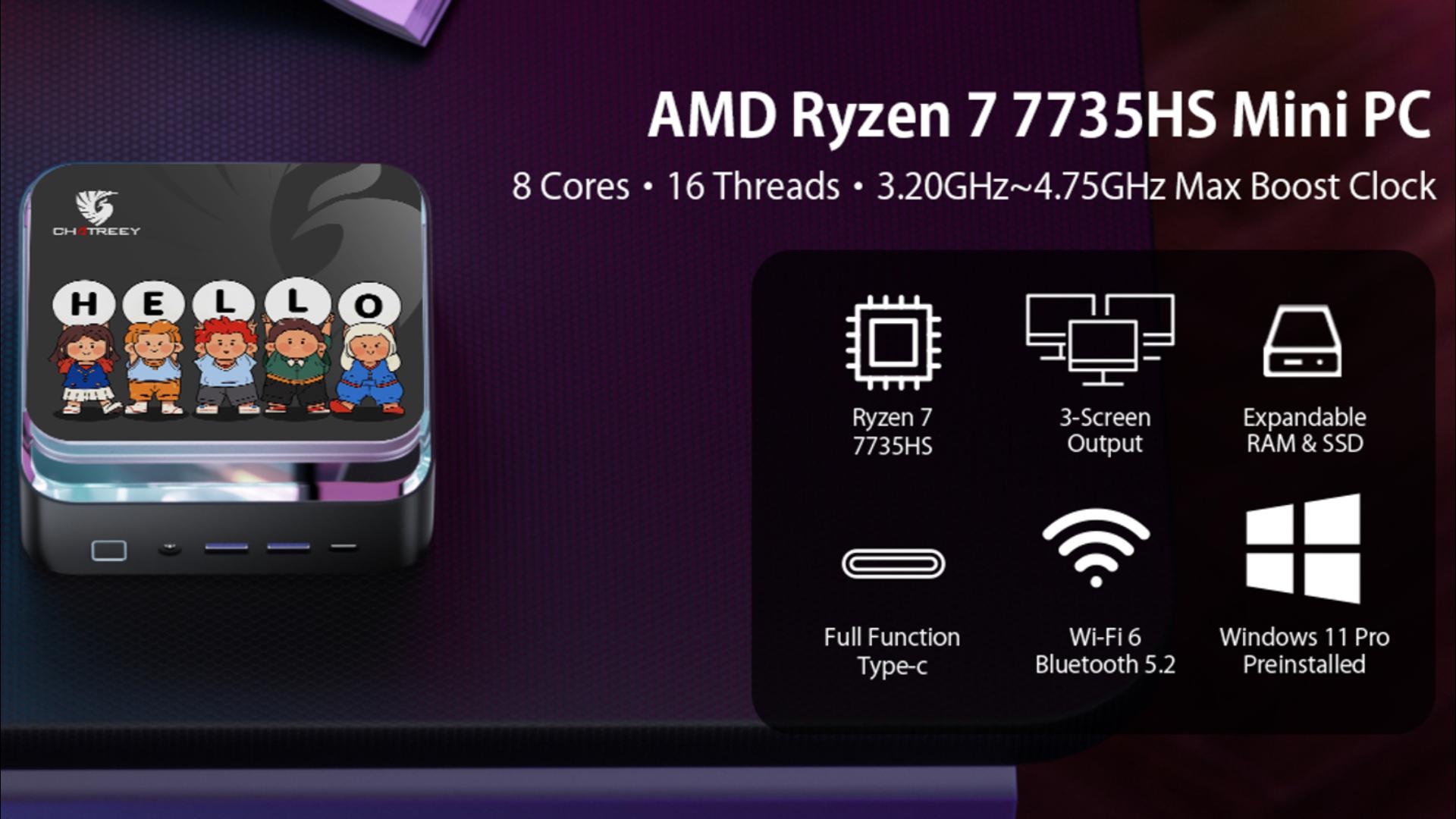 ミニPC MN5X Ryzen 7 7735HS/ 16GB/ SSD128GB Amazon.com: GenMachine Mini PC AMD Ryzen 7 7735HS, High