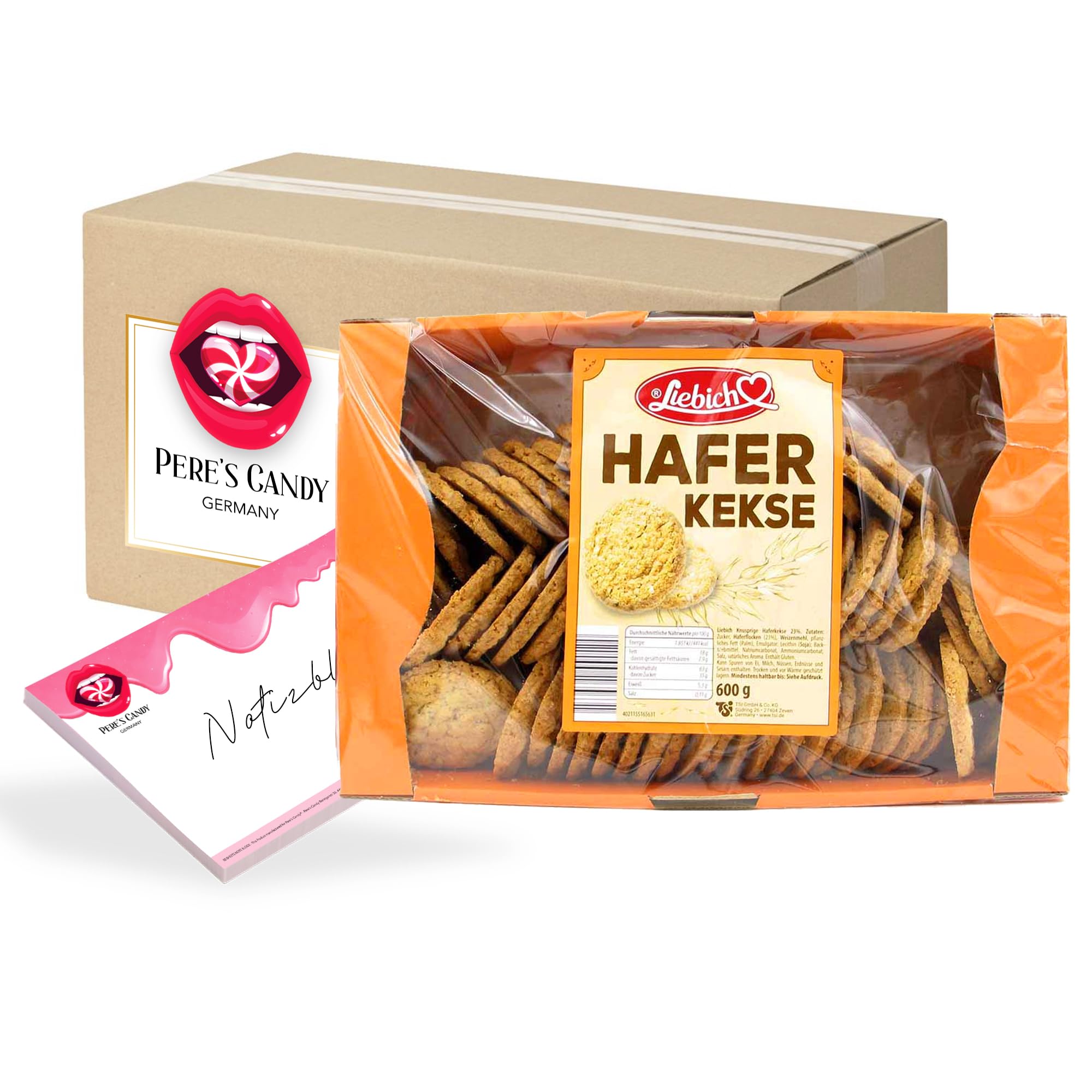 haferkekse aufbewahren Pere's Candy Bundle für 2erPack (2 x 600 g) Liebich Knusprige Haferkekse, Haferflockengebäck + Pere's Candy Notepad DIN A7-25 Blatt Lebensmittel & Getränke dropdown-hidden CONTAINER DS: SYNONYM FÜR Titel:Standard