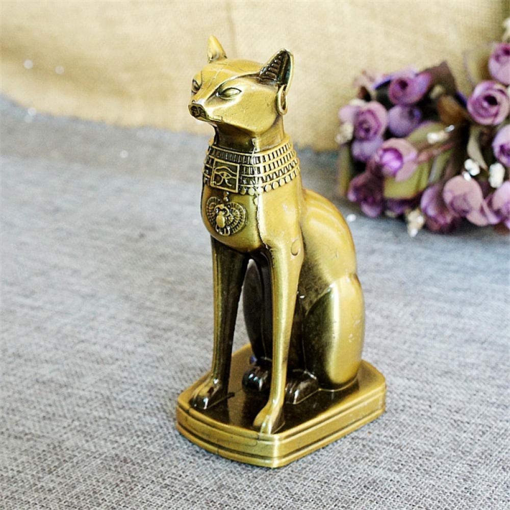Amazon.co.jp: 彫刻エジプトのブロンズ像の金属工芸品レトロな猫の神の 