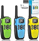 Walkie Talkie 3er Set,NXGKET Walkie Talkie Aufladbar für Erwachsene Kinder Funkgeräte,Große Reichweite 5km Walki Talki mit Li-ion Akku,Walkie Talkies VOX Taschenlampe für Freien, Camping, Wandern