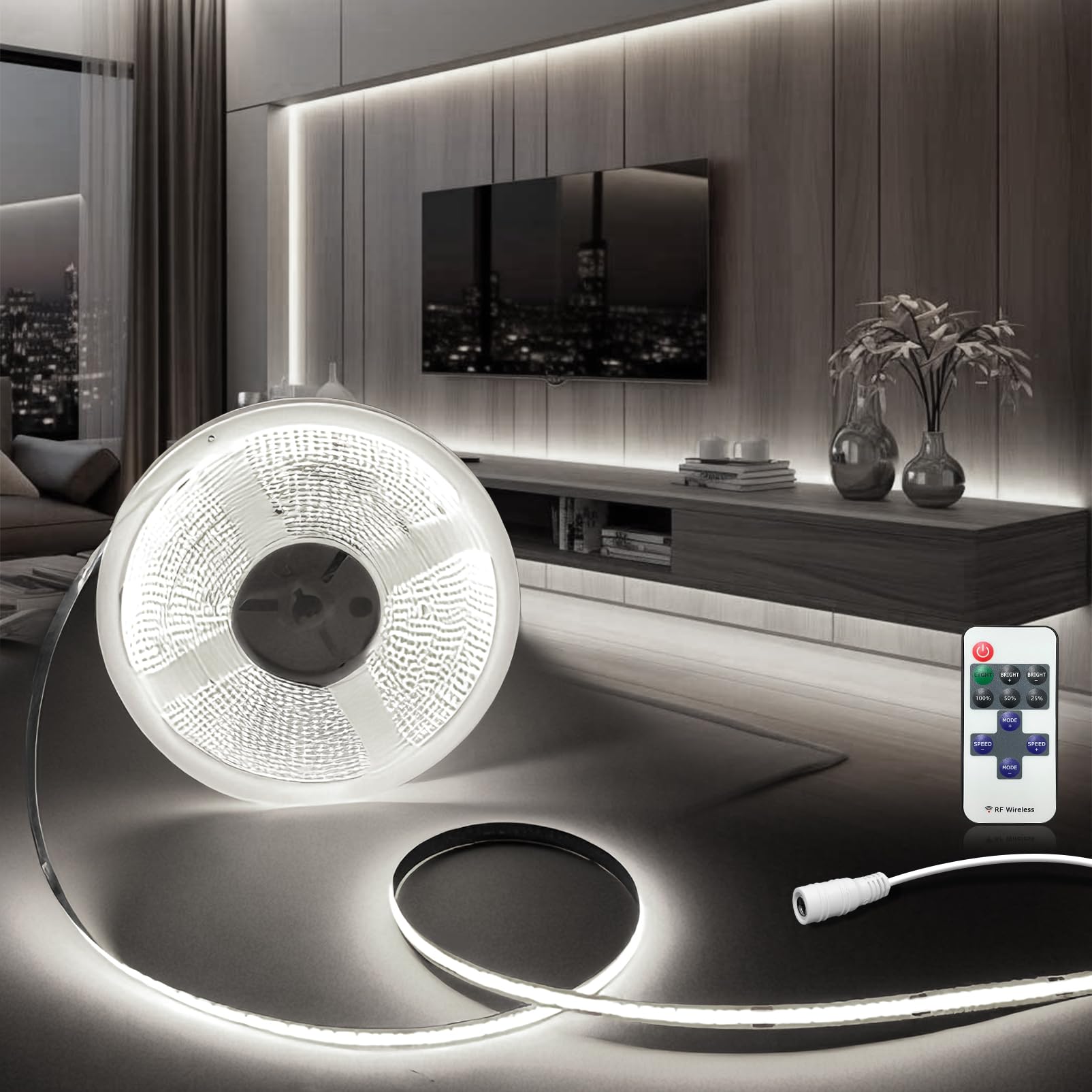 Striscia LED COB 5 Metri 24V - Bianco Naturale 4000K Con Telecomando - Foto 10