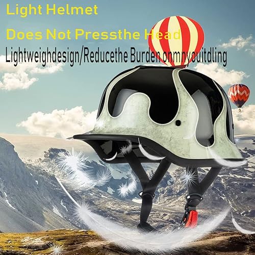 Miniatura 4 de Casco de motocicleta de estilo alemán, casco delgado para adultos, hombres y mujeres, máscara facial + gafas, casco de media carcasa DOT, casco