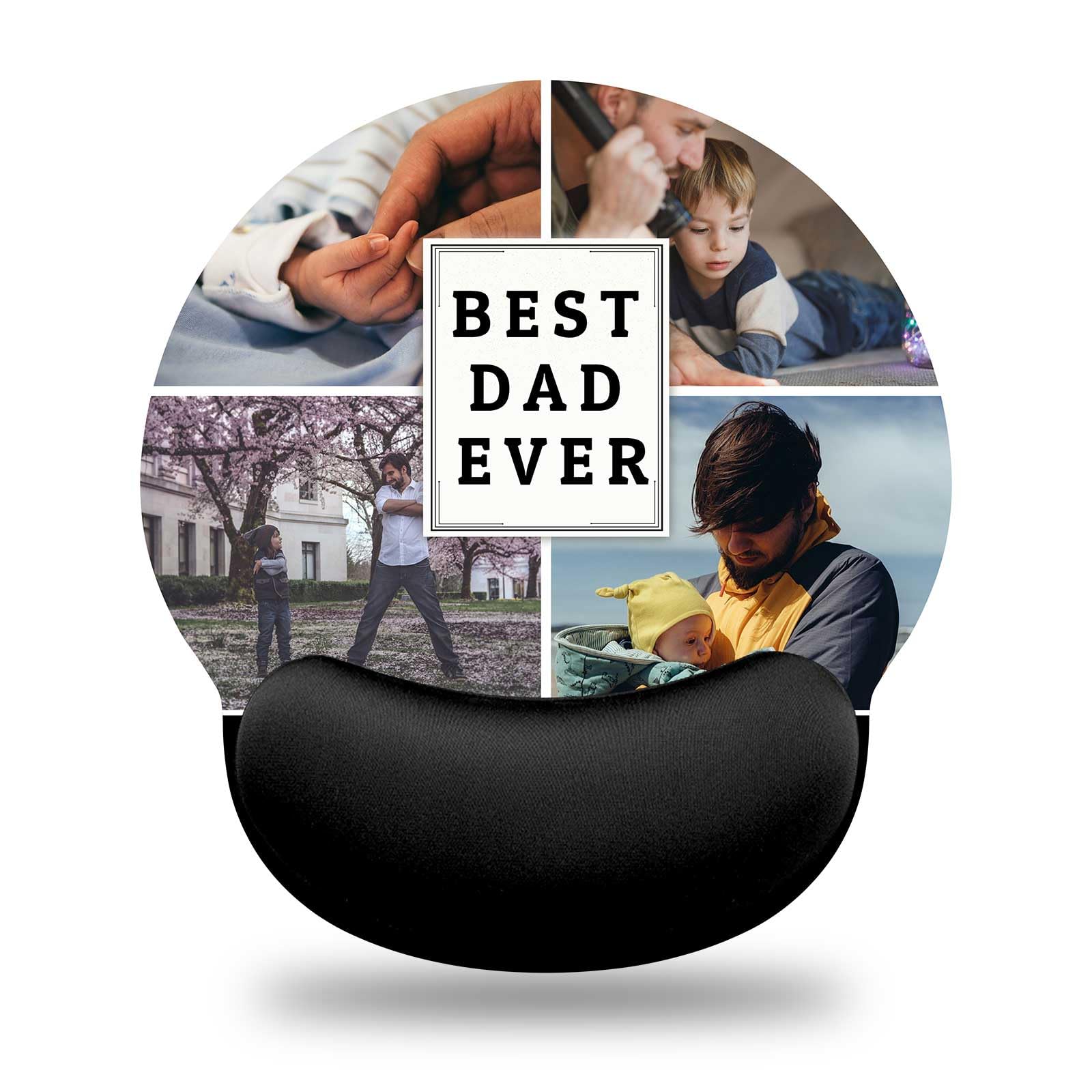 Naispanda Personalised Mouse Mat with Memory Foam Rest Custom Mouse Pad with Wrist Support (Round-L, 4 Photos-2)