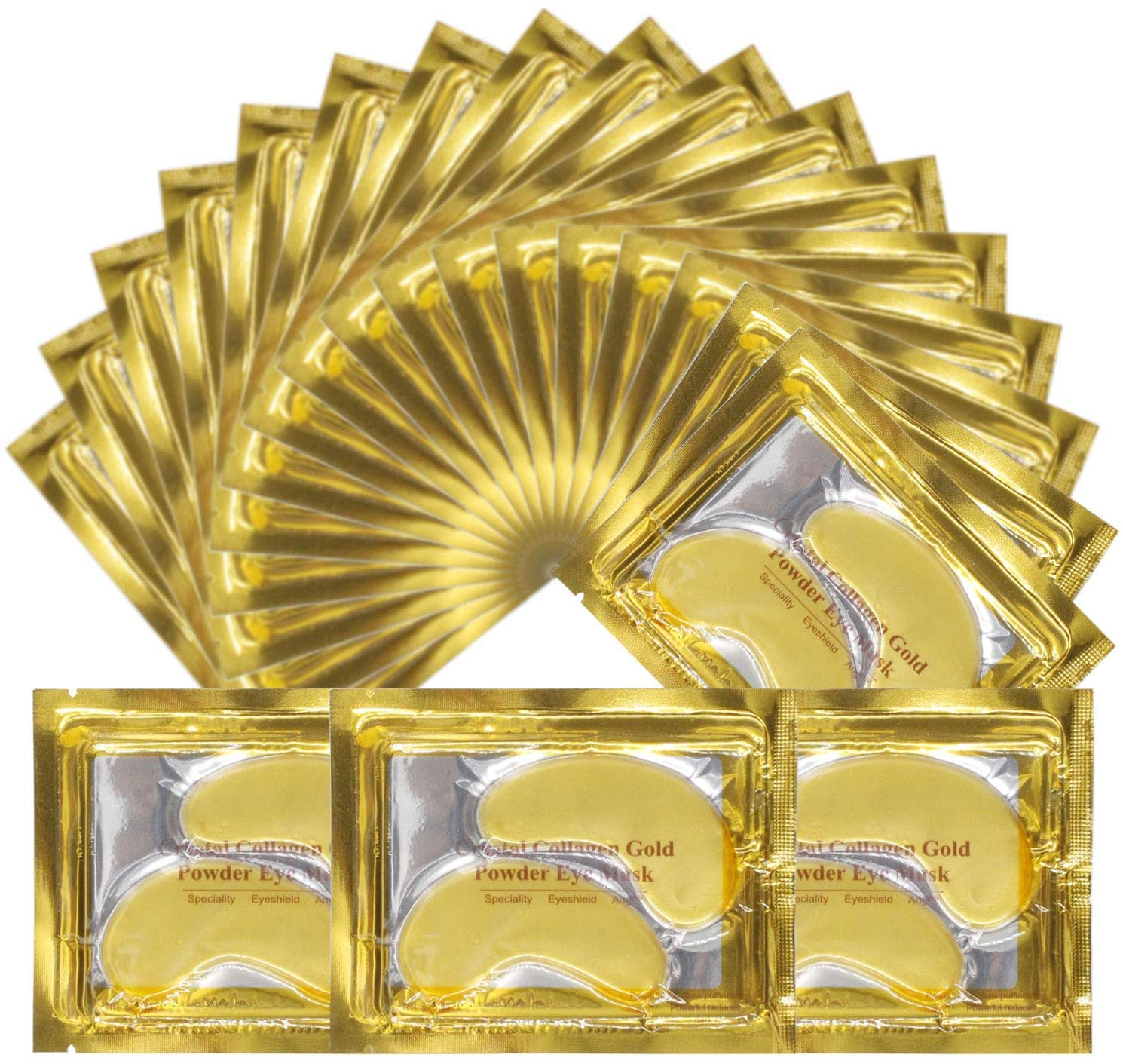 Under Eye Collagen Patch, 24K GOLD ANTI-AGING MASK, Pads For Puffy Eyes & Bags, Dark Circles and Wrinkles, With Hyaluronic Acid, Hydrogel, Deep Moisturizing Improves Elasticity, 30 PAIRS