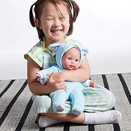 JC Toys 15 Realistic Soft Body Baby Doll with Open/Close Eyes Berenguer Boutique | Elephant Hooded Onesie Theme|Blue | Ages 2+