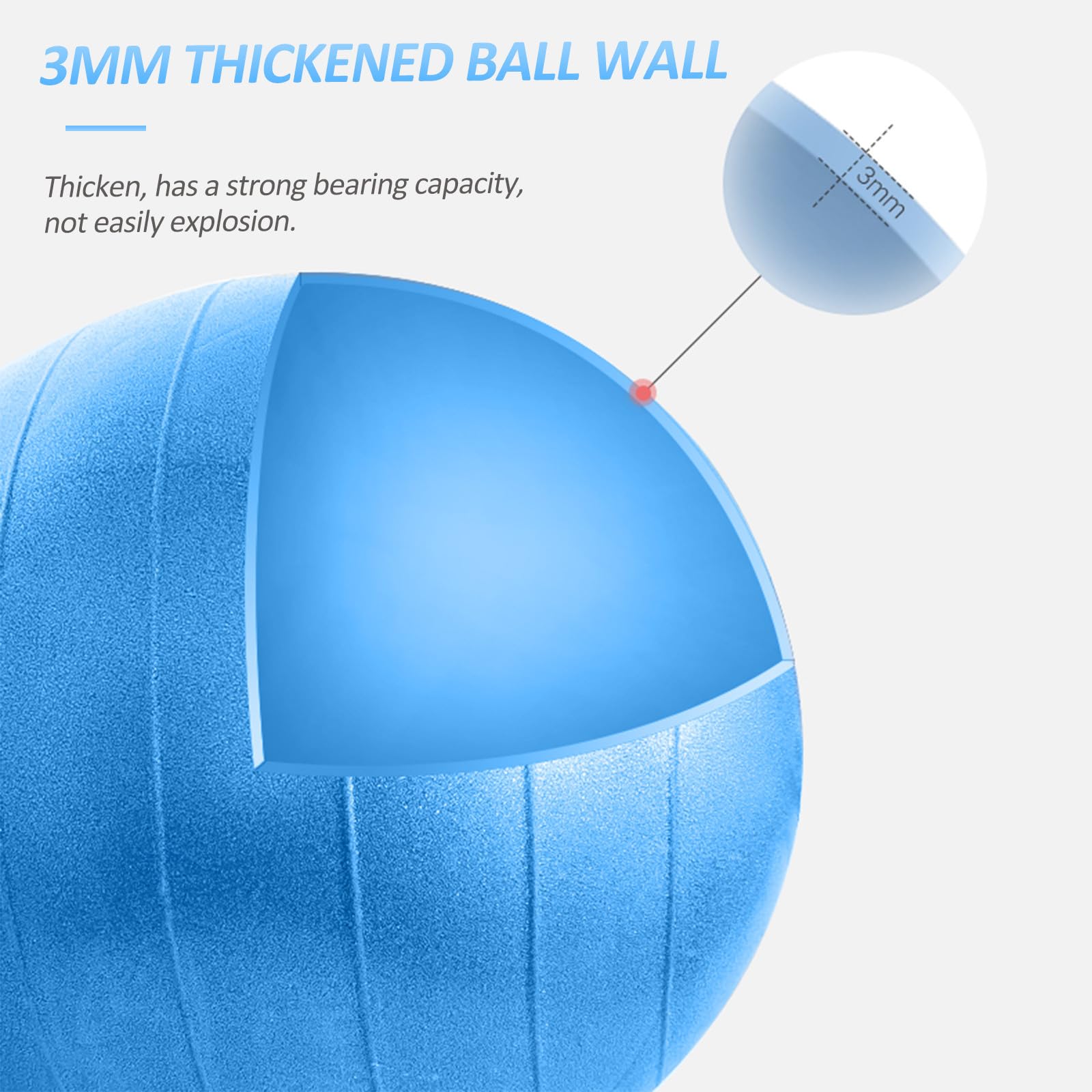 FOMIYES Pelota de Yoga Gruesa y Inflador de PVC con Forma de Cacahuete Pelota de Ejercicio Portátil para Fitness y Entrenamiento de Danza