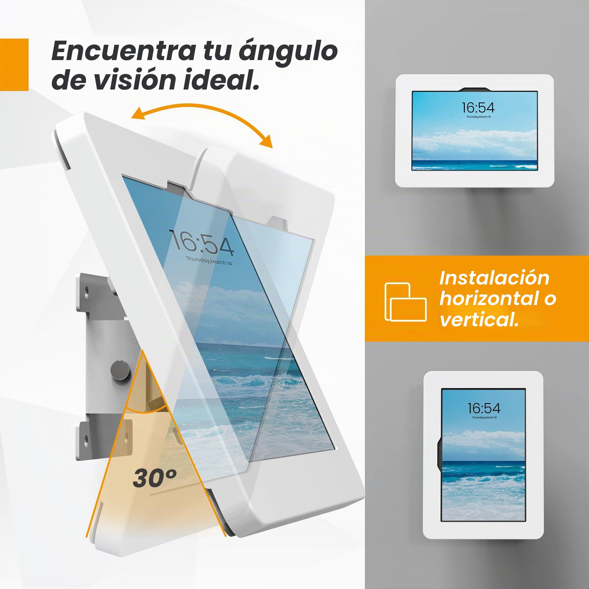 Tablet-Halterung (Weiß) – Universelle Anti-Diebstahl-Wandhalterung für 11-Zoll-Tablets – Kompatibel mit Samsung Galaxy Tab A9+ & ähnlichen Modellen – Modell: BSW101WJ