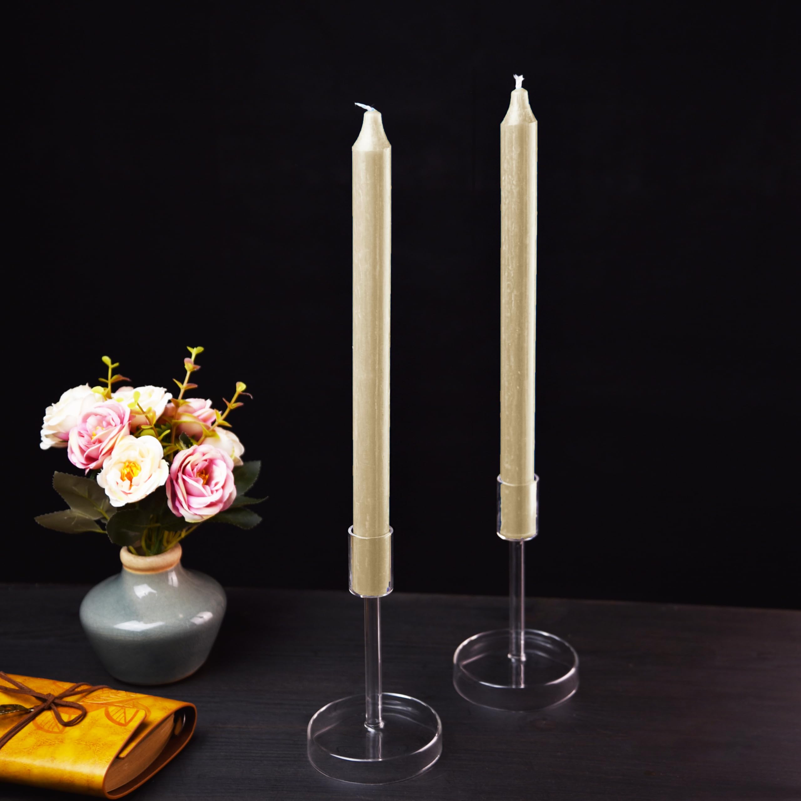 LUMELY Bougies Ivoire, paquet de 12, hauteur 29cm, Ø 2,2cm, durée de combustion env. 14 heures, Bougies chandelles (29 cm, Ivoire)