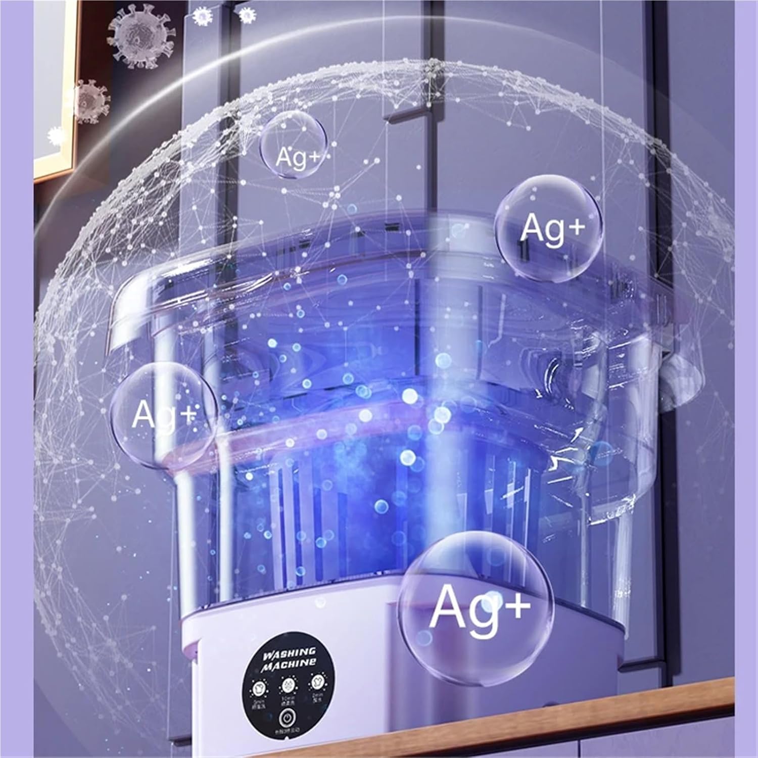 8L Portable Small Foldable Washing Machine with Spin Dryer For Socks Underwear Panties Washer Household(DVP211LC-SL,US)