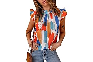 Allimity Women Summer Ruffle Trim Neckline Tank Tops