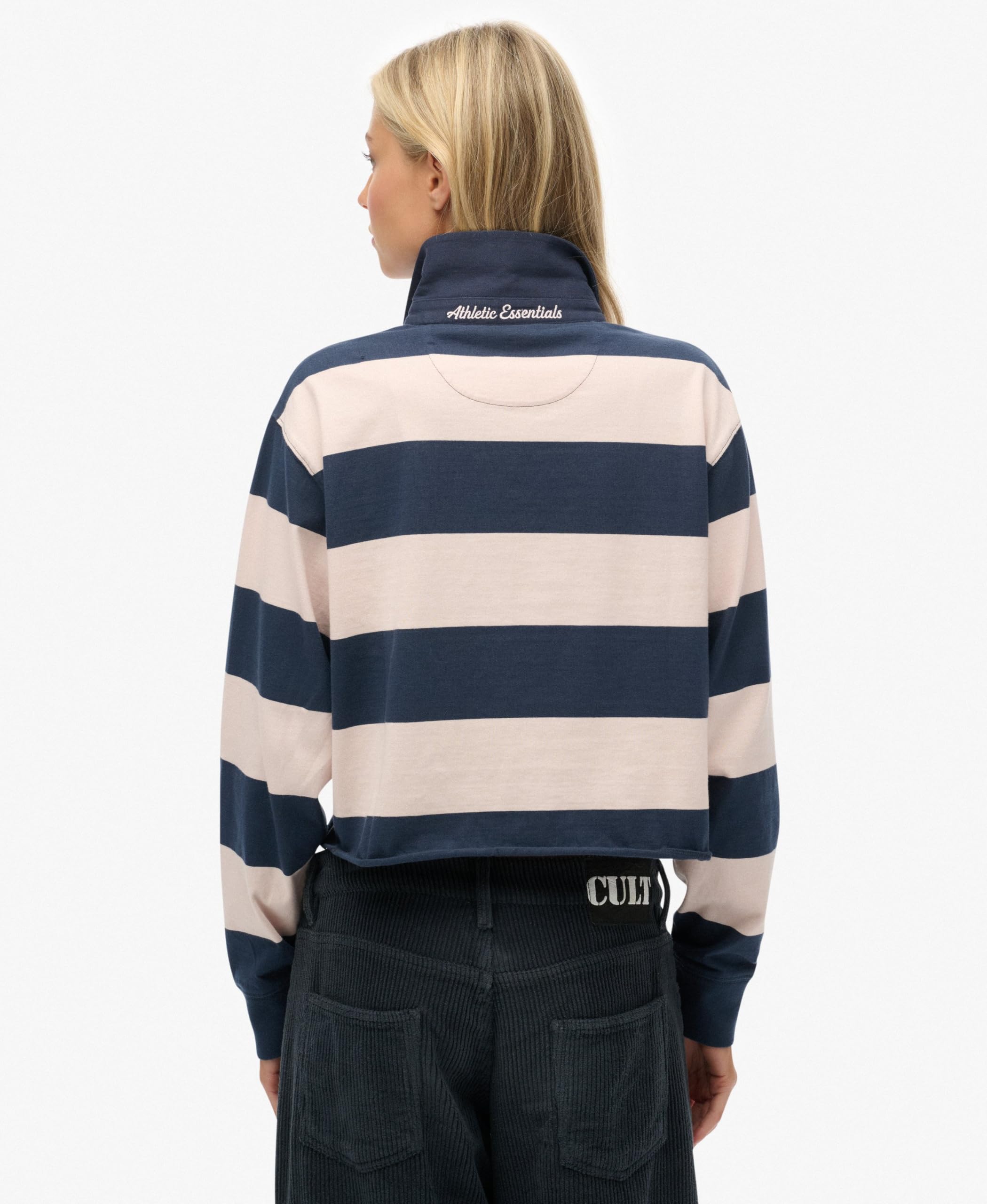 Superdry Koszulka Kobiety Ath Ess Cropped Stripe Rugby