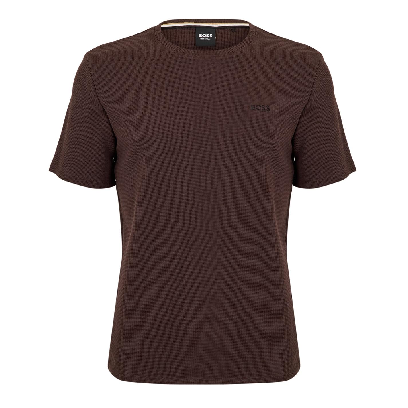 Boss Men's Bodywear Waffle T-Shirt With Structured Design - Brown 207 - Medium