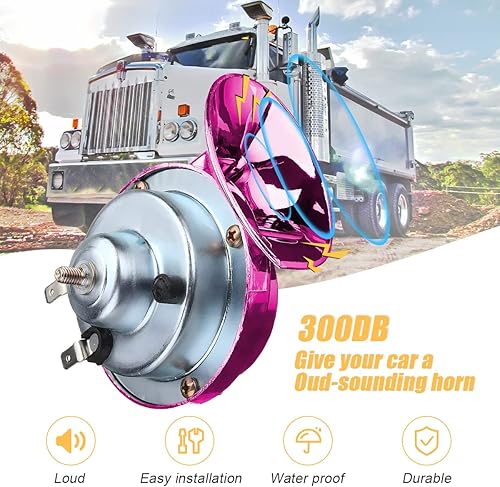 Vista 31 de 2 bocinas de tren súper ruidosas, caracol eléctrico de aire para automóvil, doble bocina, kit de repuesto de bocinas de aire impermeables de 12 V