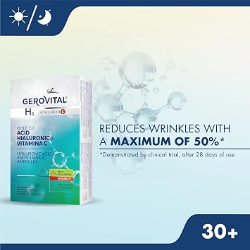 GEROVITAL HYALURON C Hyaluronic Acid Serum for Face with Vitamin C, Intensive Anti-Wrinkle Face Treatment, Hydrating, Face Moisturizer, for Normal, Mixed, Dry Skin, 10 vials x 2 ml