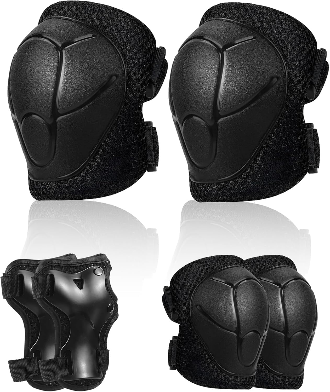 Protection Roller Enfant Rose 6 Pièces Genouillère Sport Fille Adolescents (Noir)