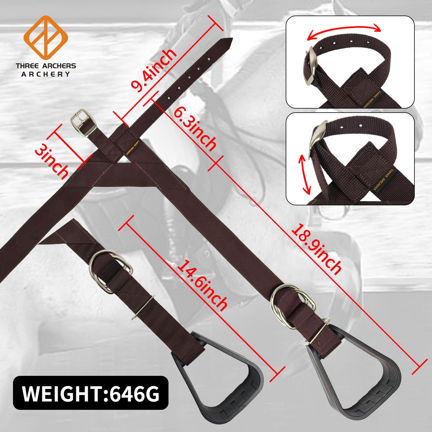 THREE ARCHERS Westlicher Sicherheitssteigbügel für Kinder – Robuste Steigbügelriemen mit Rutschfester Trittfläche | Langlebige Metall-Optik für den Reitsport