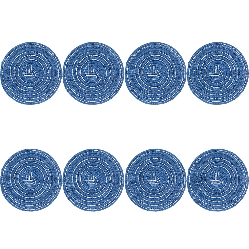 SCF2017 8Pcs Round Cotton Coasters for Drink Cup Mats 11cm Small Cute Placemats(Blue)