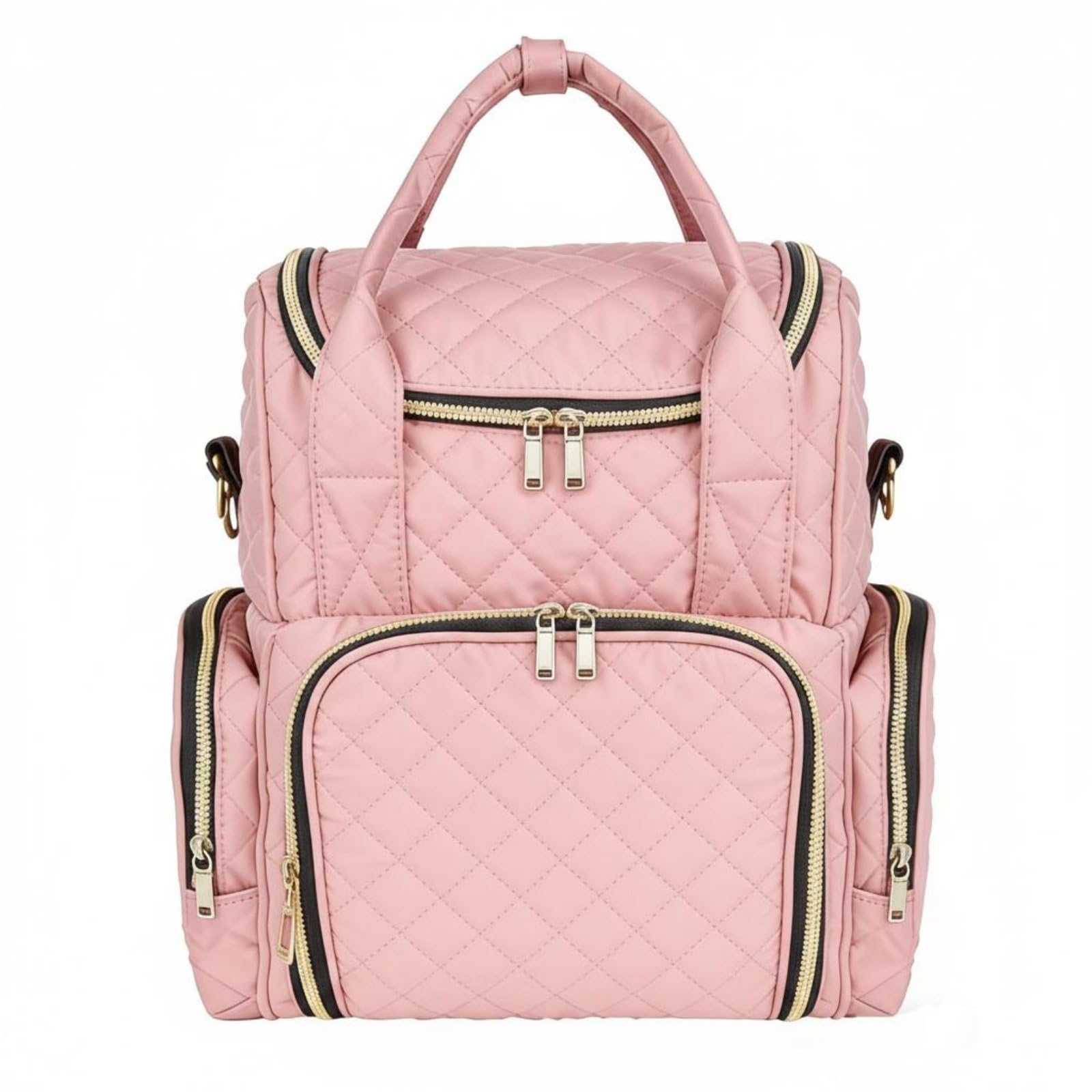 Amagogo Makeup Organizer Borsa Trucco Organizer Cosmetici Beauty Case Portatile Borsa da Toilette in Poliestere Trapuntato con per Pennelli E Smalti a Doppio, Array, Rosa