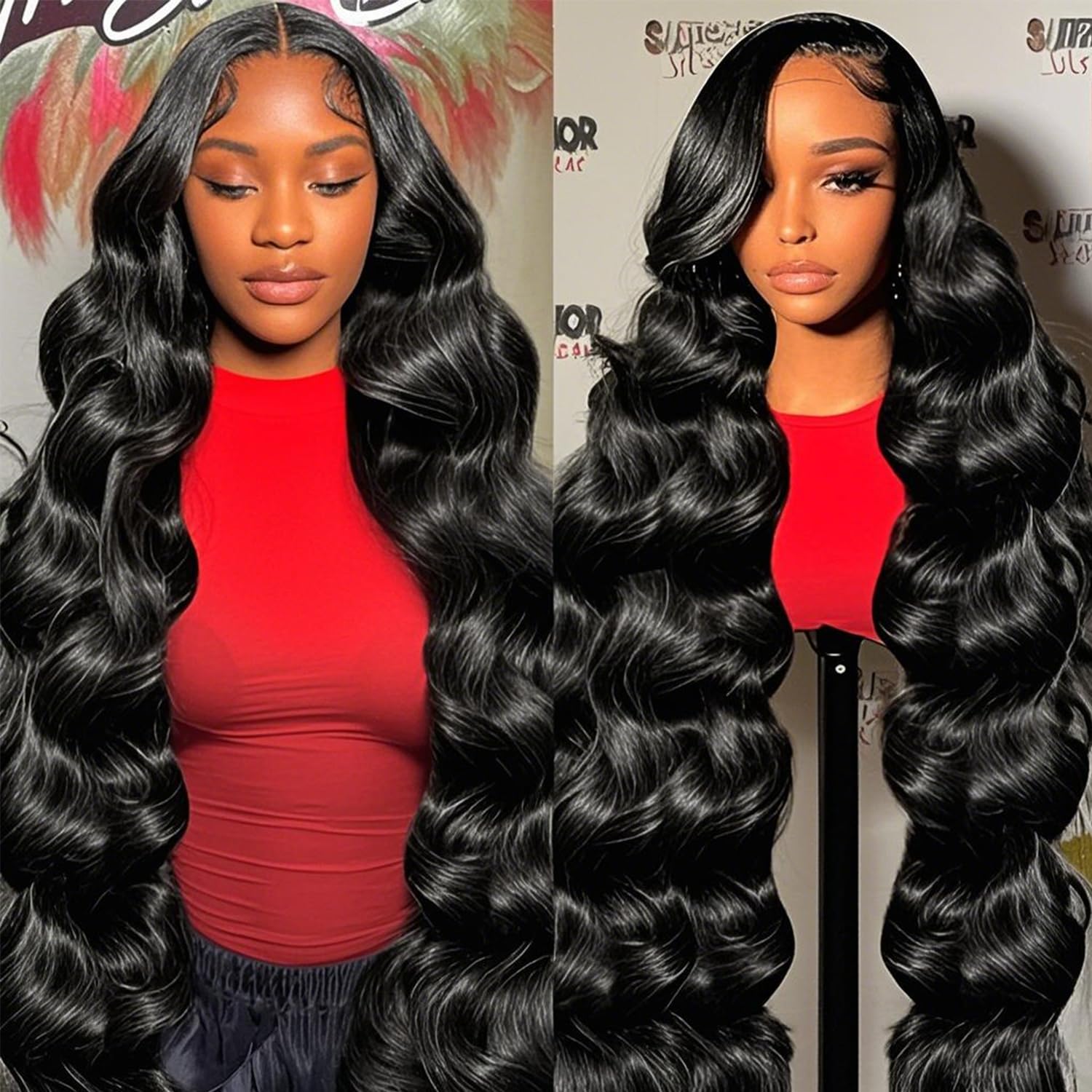 Aolisox 30 Inch 13x6 HD Lace Front Wigs Human Hair Body Wave Glueless Wigs Human Hair Pre Plucked 200% Density Natural Black Color 13x6 Body Lace