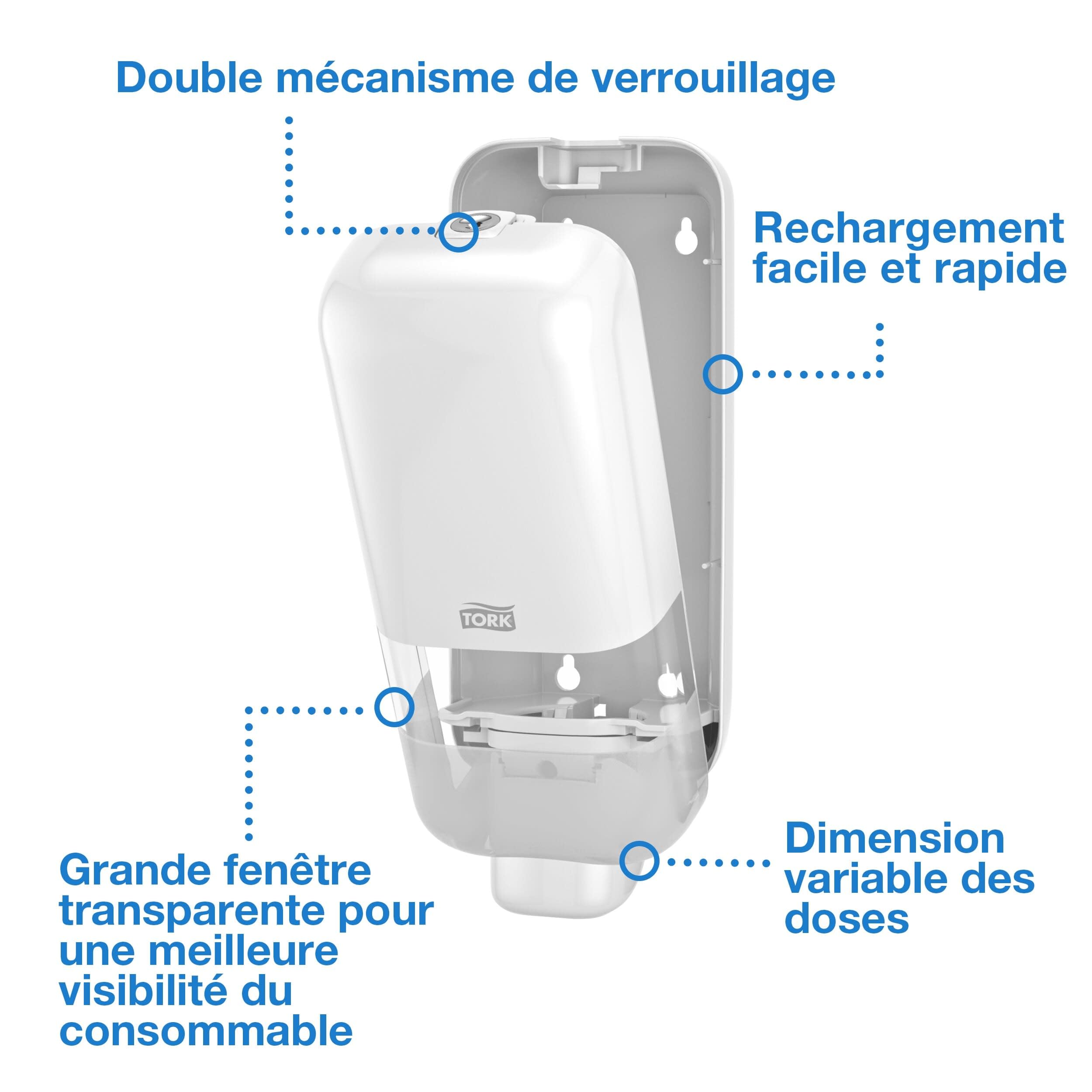 Tork Distributeur de Savon et de désinfectant Blanc S4, consommables Mousse, Liquide et Gel, Gamme Elevation, 564500