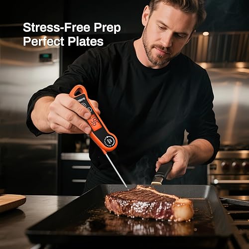 Miniatura 6 de Termómetro de carne de lectura instantánea, termómetro digital de carne con lectura rápida de 0.5 segundos, termómetro de cocina impermeable IPX5