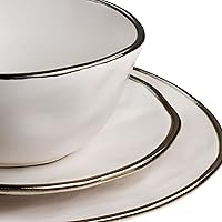 Vista 28 de Elama Moderno juego de vajilla de cerámica de 16 piezas en negro mate con borde dorado (ELM-MATTE)