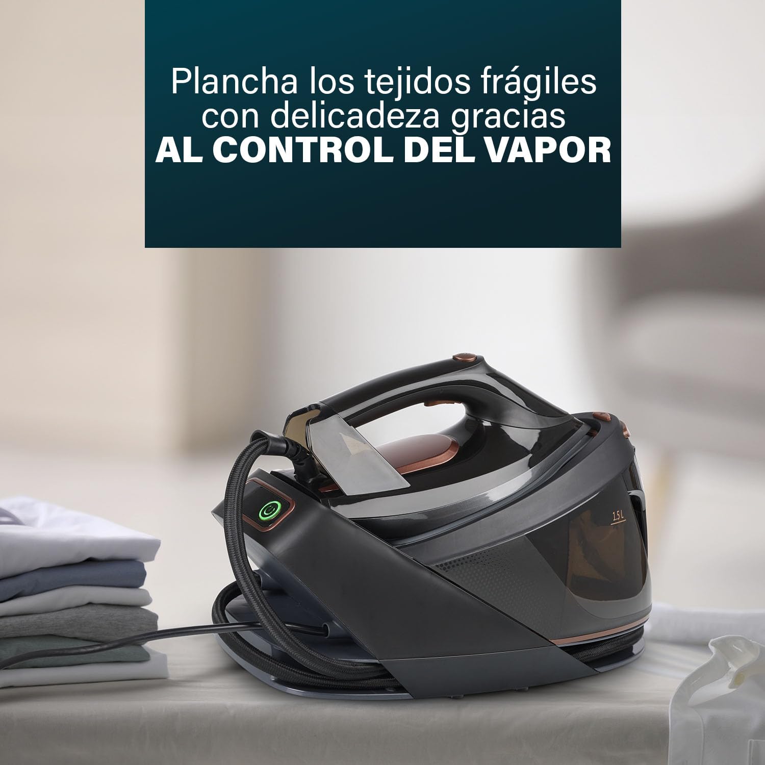 Princess Centro de planchado, 3000 W, 7,5 Bar de Presión, Depósito Extraíble de 1,5 L, Suela de Cerámica, 70 g/min Vapor Continuo, 250 g/min Golpe de Vapor, Apagado Automático, 323090
