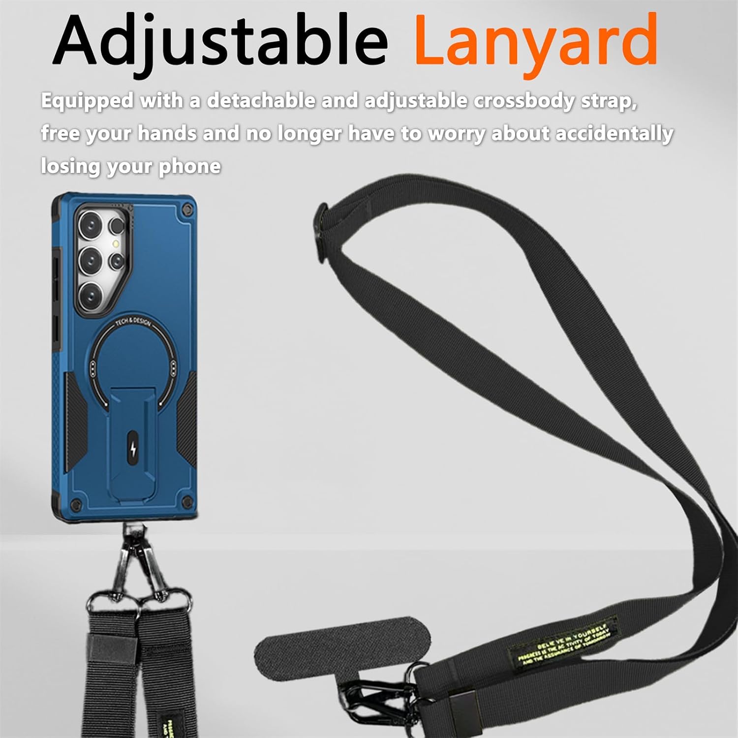 Magnetic for Samsung Galaxy S26 Ultra Crossbody Case DJ-Blue | Compatible with MagSafe-Military Grade Heavy Duty Shockproof Protective-Folding Kickstand & Adjustable Lanyard Wide Strap