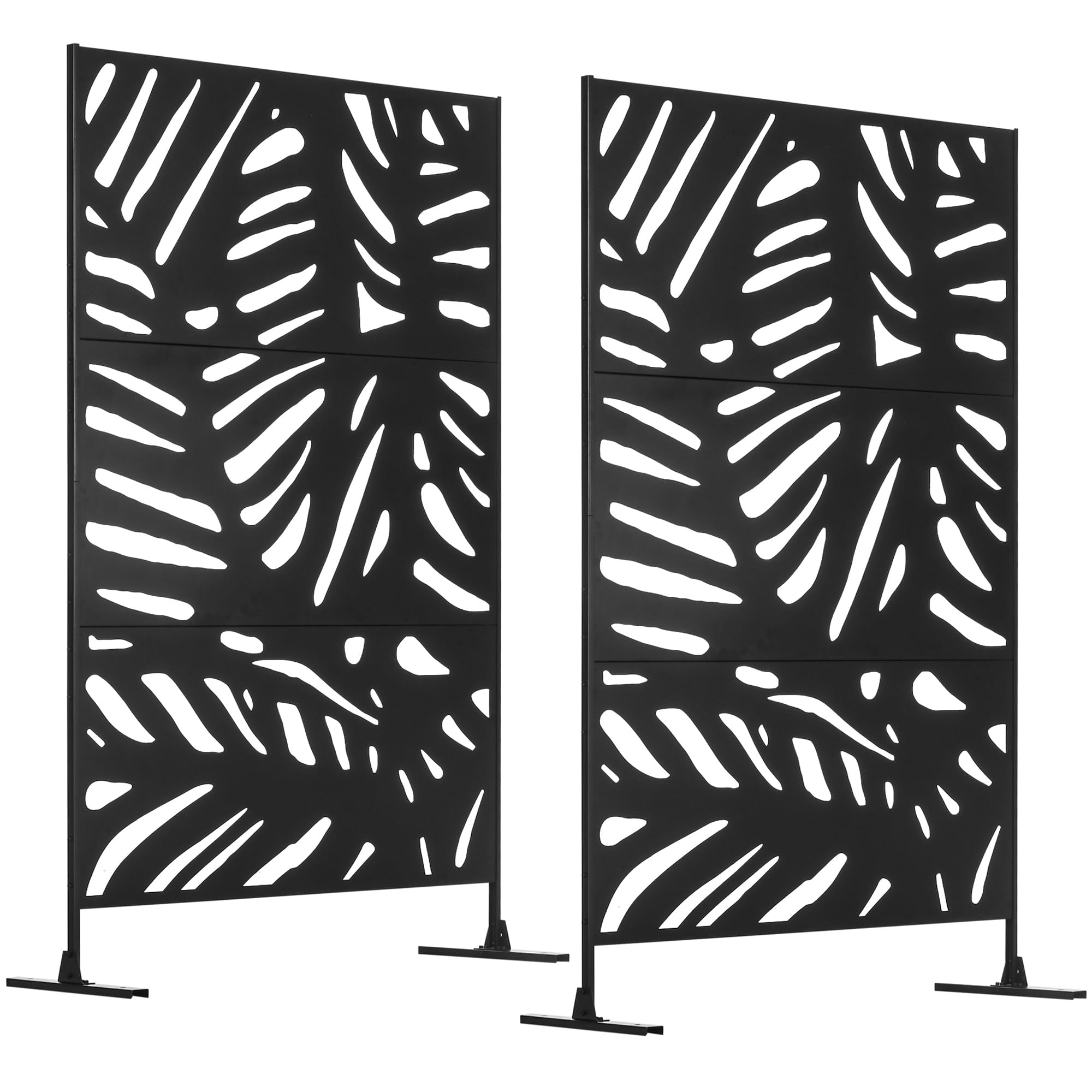 Outsunny Lot de 2 Panneaux Brise Vue Extérieur Décoratif 122x45x198cm Noir