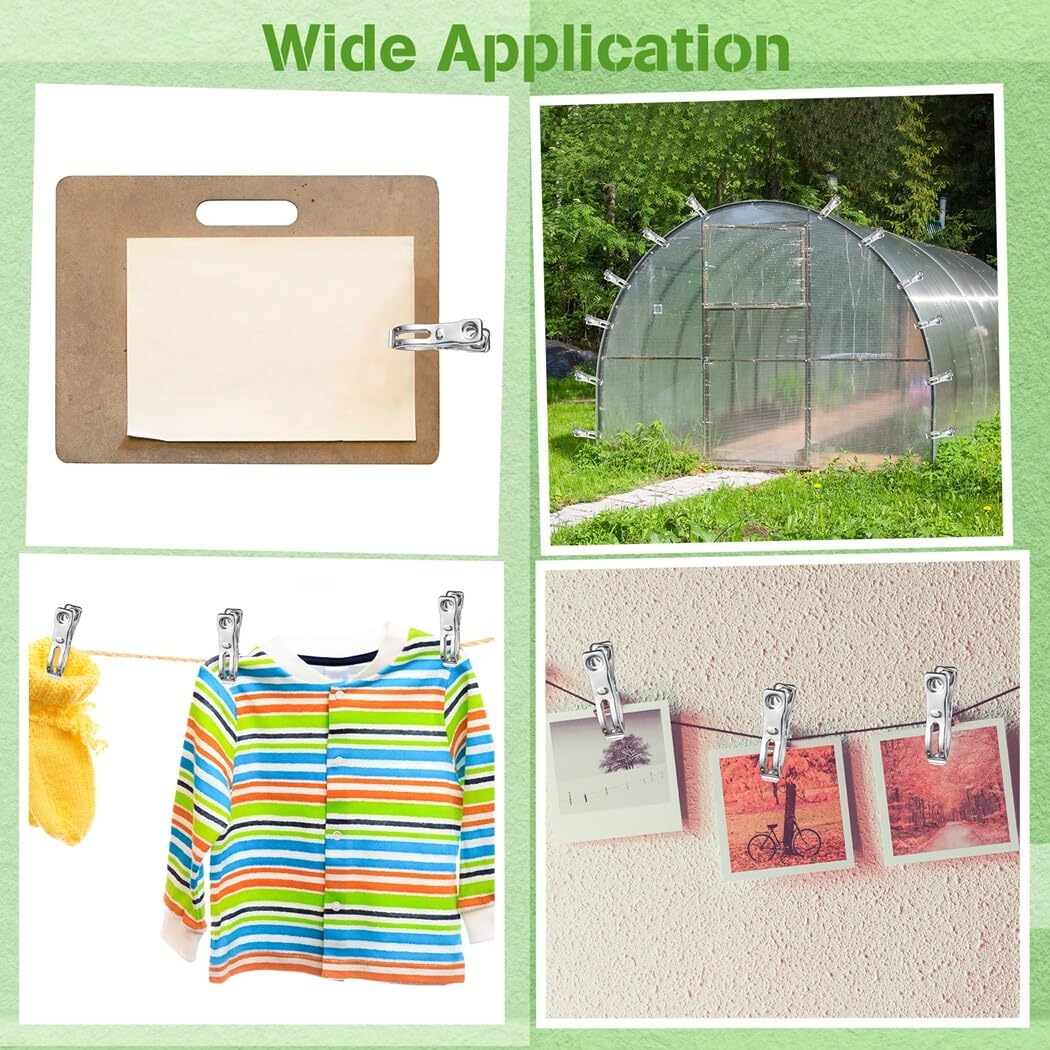 120 Stück Gartenclips, Edelstahl-Clips mit 3,1 cm Öffnung, Gewächshaus-Clips, Reifenklemmen für Schattentuch oder Pflanzenabdeckungsnetz, griffig, robust, Gewächshauszubehör