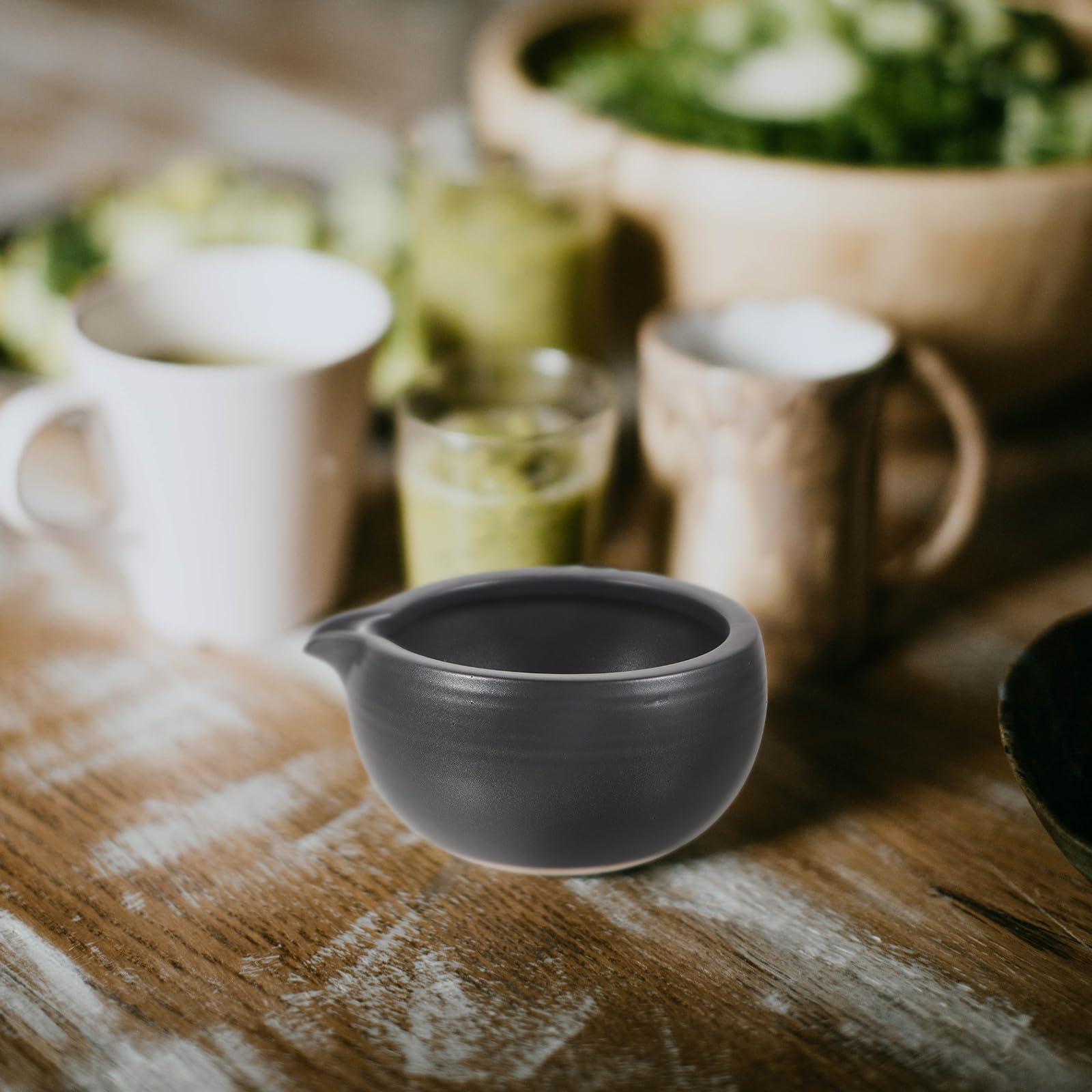 Didiseaon Ciotola Nera Beccuccio Matcha Giapponese 525ml in Ceramica | Finitura Liscia, Design Delicato, Uso Casa e Sala da Tè, per Famiglia e Amici