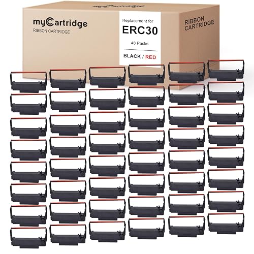 myCartridge Compatible Ribbon Replacement for ERC30/34/38 B/R,48 Pack | for Cash Register Ink Ribbon Compatible with ERC38 NK506 TM-U220 M188B, BTP-M300, GRC-220BR SBR-275 Ribbon Printer