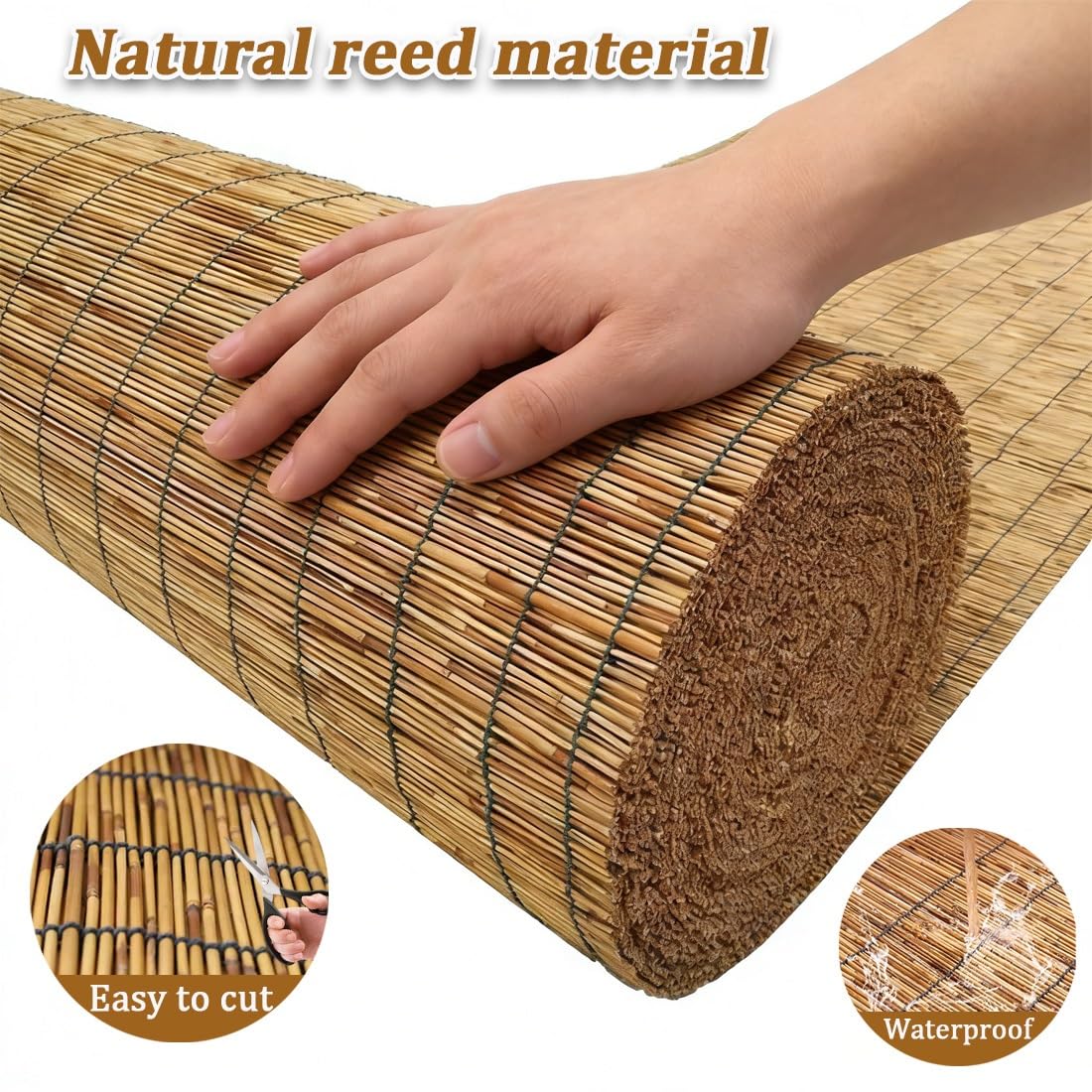 Arella Bamboo da Esterno, Giardino Recinzione in Canna, Naturale bambù Recinzioni, Arelle Canniccio Decorativo for Patio, Piscina, Balcone, Ombra & Privacy(Marrone,H100cmxL500cm)
