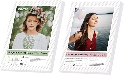 FANTAC Hojas magnéticas de alta calidad, 5 hojas de 4 x 6 pulgadas con papel magnético adhesivo autoadhesivo para fotos e imágenes, calcomanías