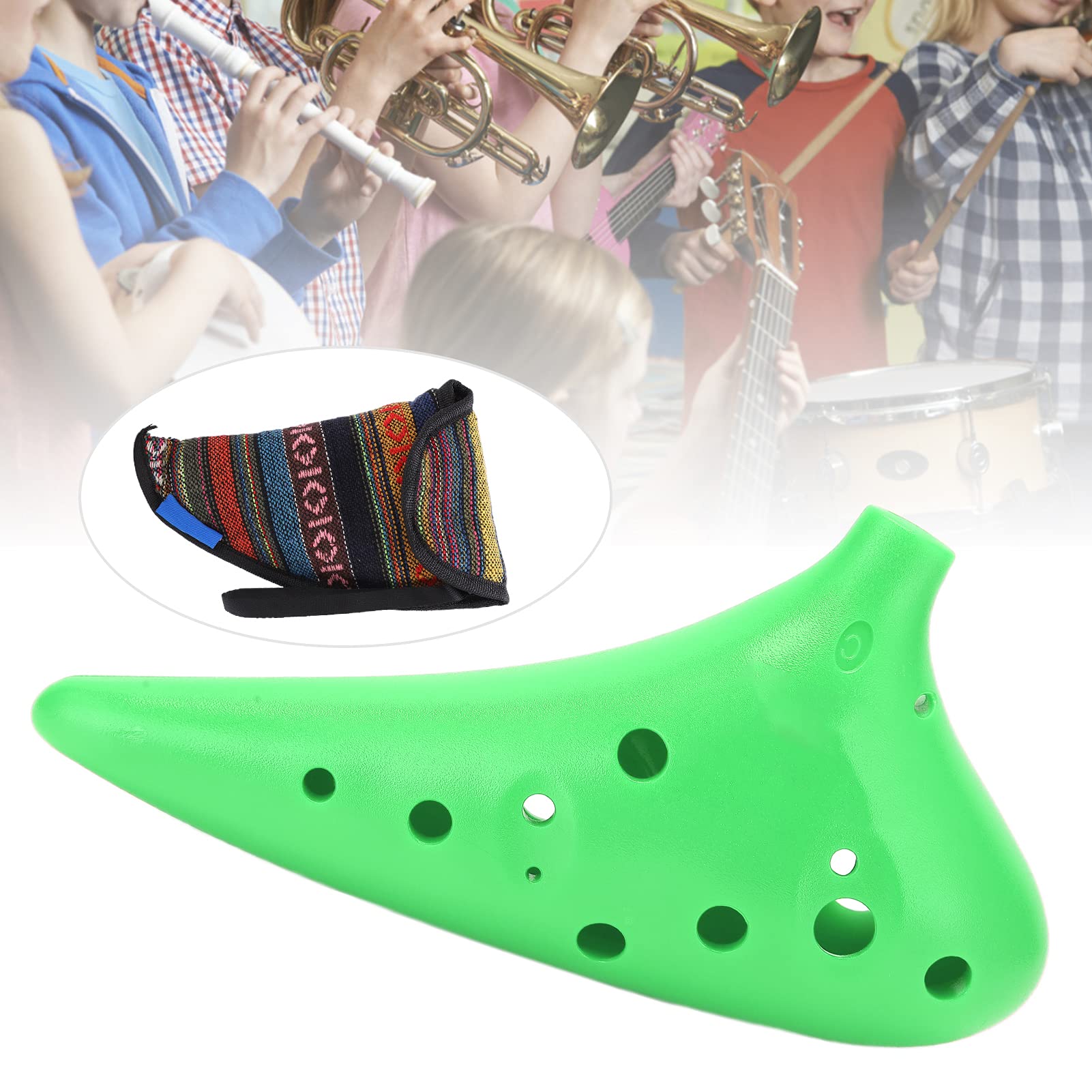 Ocarina ABS C Tune Instrument de Musique 12 Trous pour Adultes Enfants Apprenants Professionnels Confortable à Tenir et à Jouer Instrument de Musique Idée (vert)