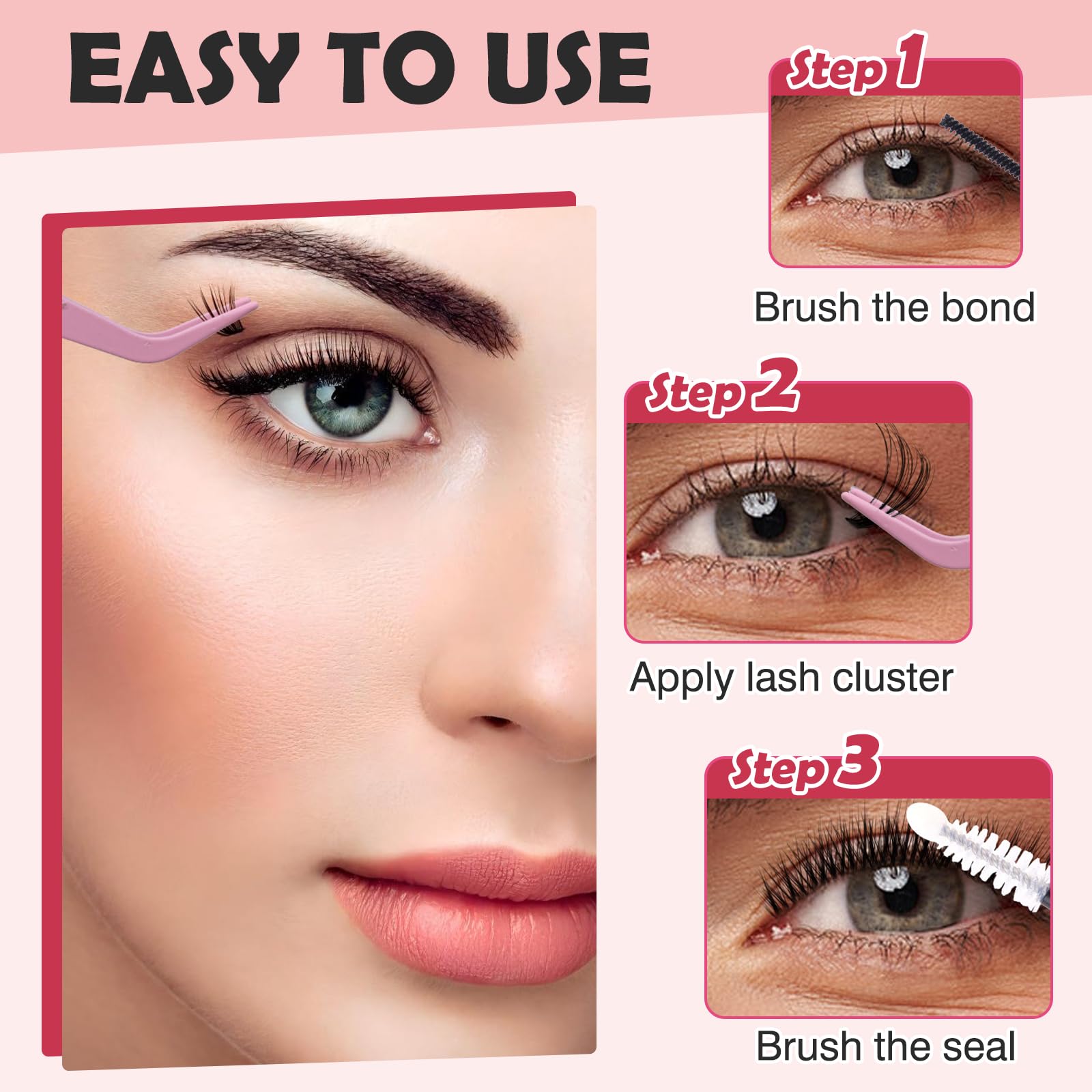 VEGCOO 560 Pezzi Ciglia Finte Ciuffetti Kit, 60-100-120-150D Curl Ciglia Finte Naturali Russian Eyelashes Extensions, Cluster Lashes per Ragazze e Donne (10-16mm Mix)