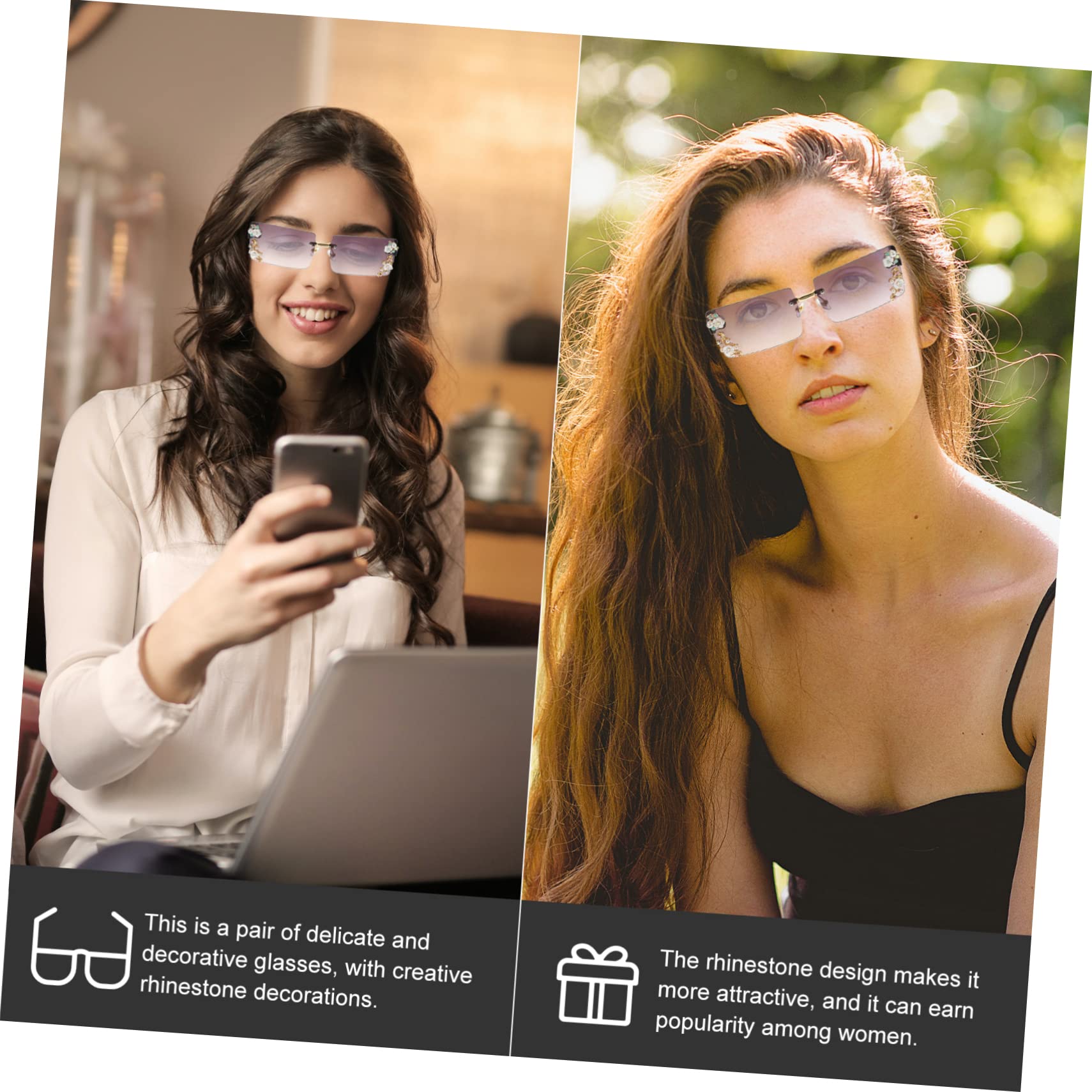 VALICLUD 5stücke Dekorative Sonnenbrille Mit Strass Für Damen Modisches Accessoire Für Partys Und Laufstege Mit Verlaufsglas Leicht Und Tragbar Uv-schutz Für Klare Sicht Im Sommer