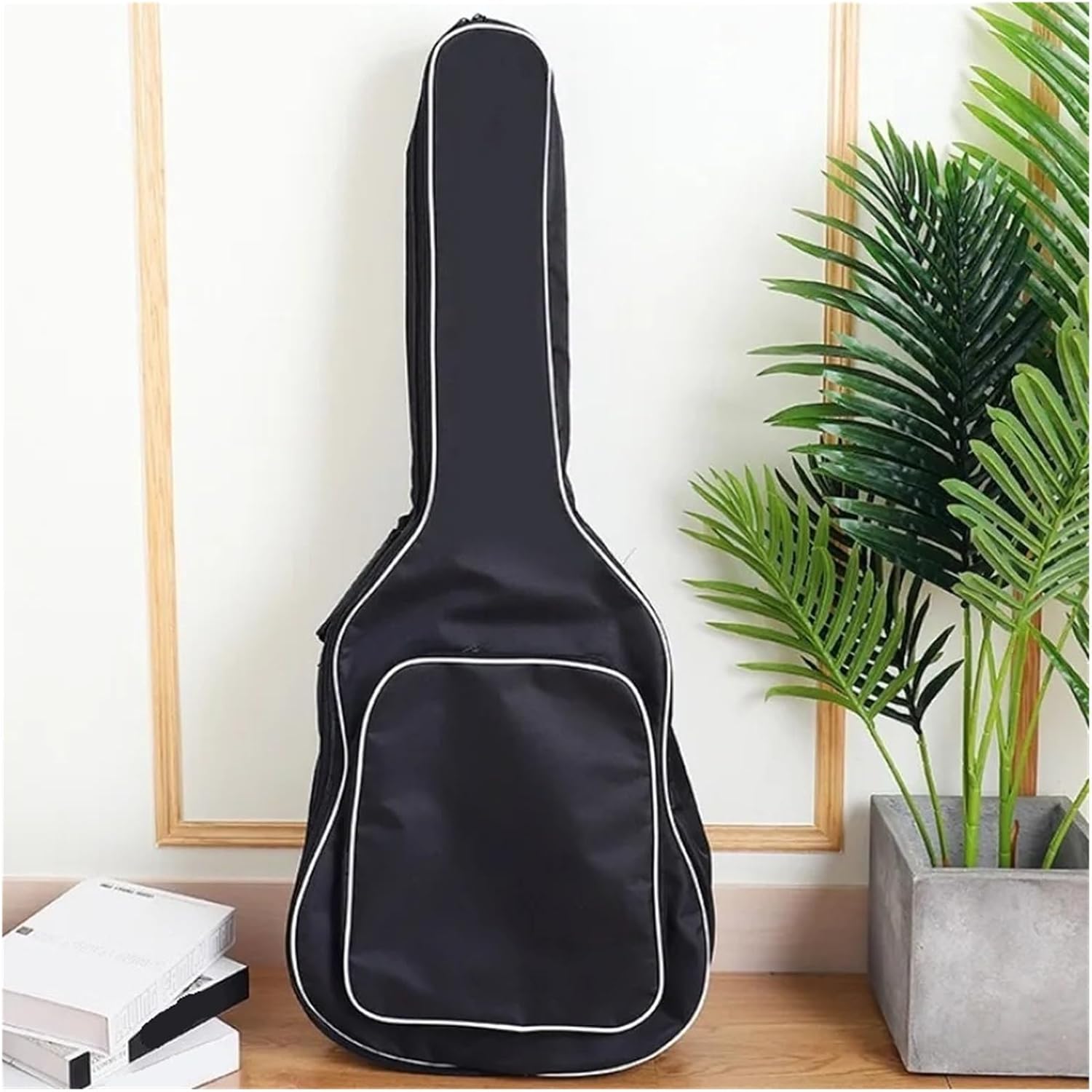 Acoustic Guitar Bag 41 Inch Oxford Cloth Guitar Backpack Thickened Padded Waterproof Portable Shoulders Bag Musical Instrument Accessories(Black Yellow)